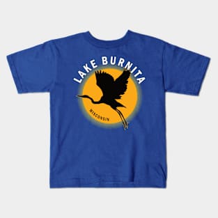 Lake Burnita in Wisconsin Heron Sunrise Kids T-Shirt